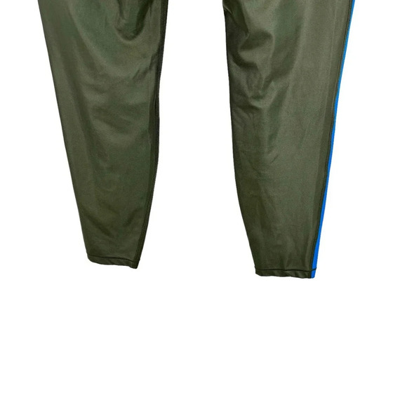 All Access Leggings Zip Front Two-Tone Stretch Side Stripe Green Blue Size XL - Picture 9 of 11